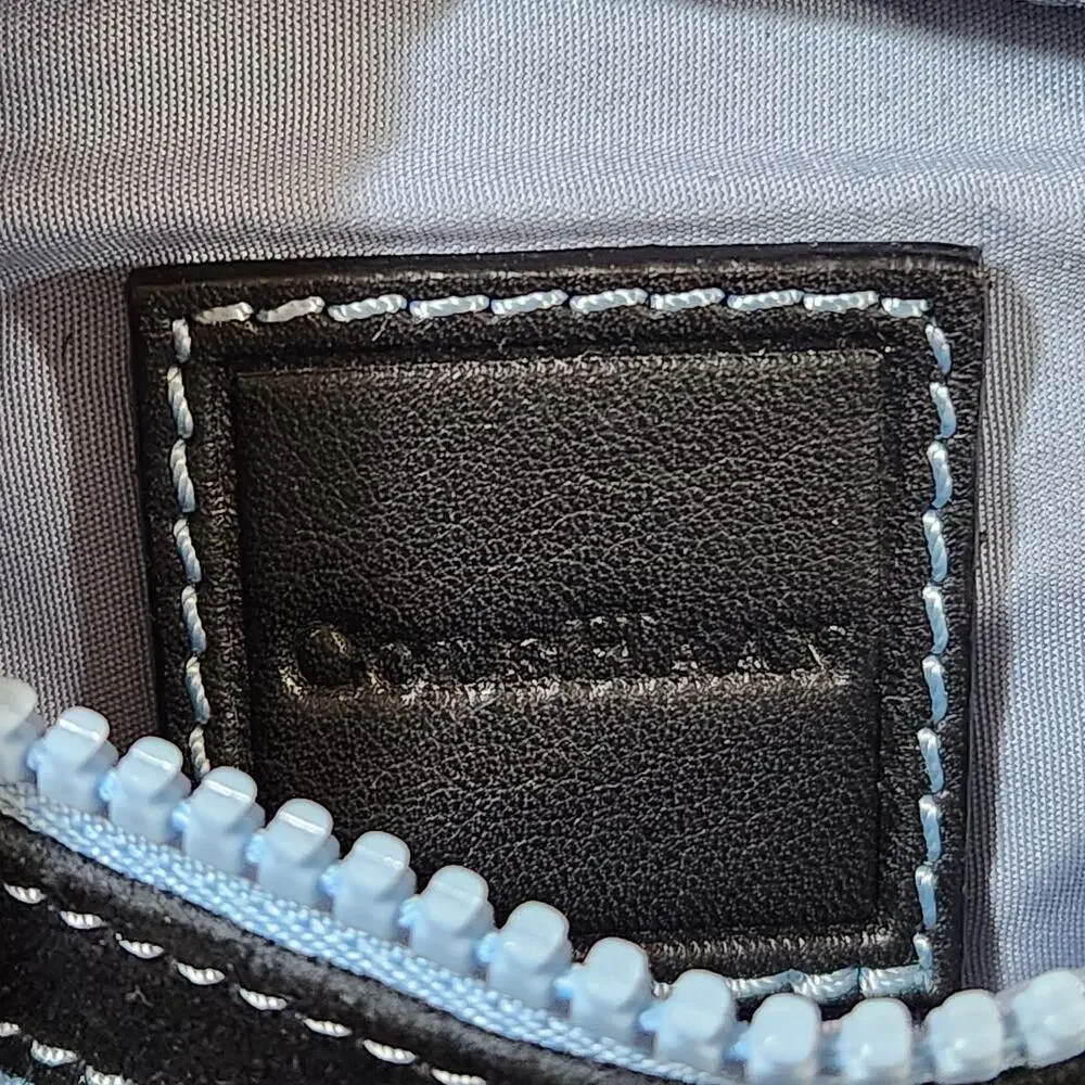 NWOT Cole Haan Black Suede Triple Zip Travel Square Pouch